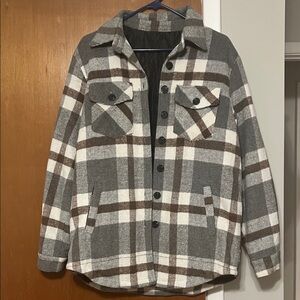 Women’s Gray and Brown Plaid Jacket